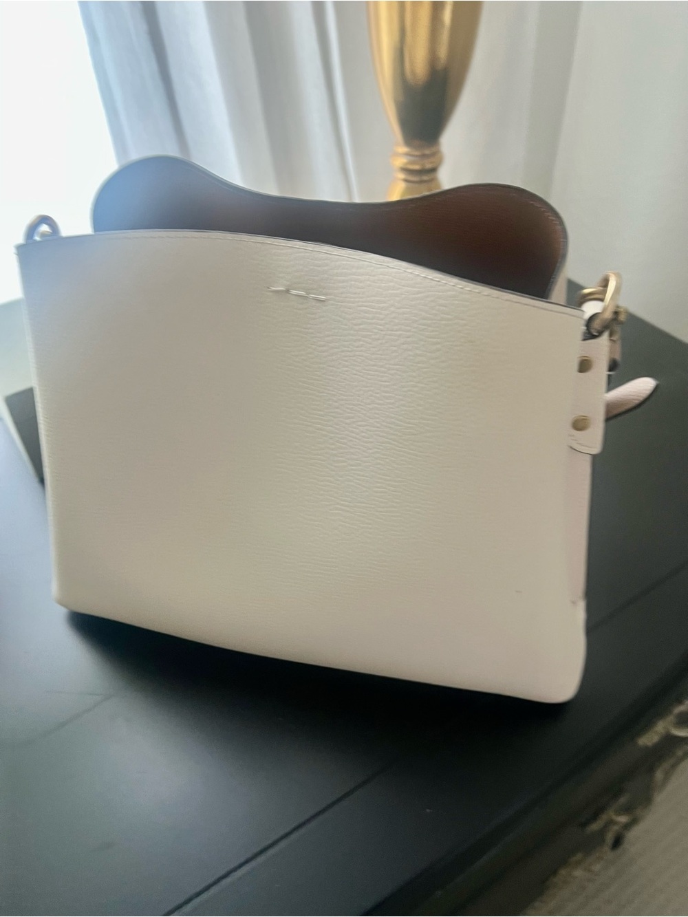 Women's Two-Tone Cream and Taupe Leather Coach Shoulder Bag - Picture 3 of 4